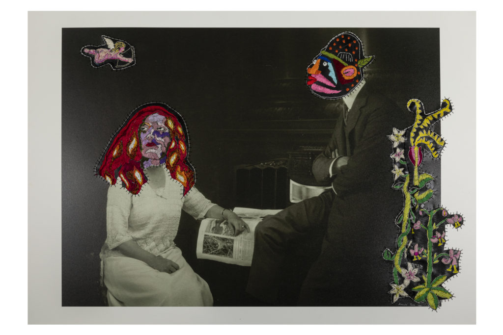 Hannalie Taute Whats love got to do with it Family business 84 x 119 cm Photographic print on board thread and rubber 2021 - What's Love Got To Do With It (Family Business) - Hannalie Taute .M Contemporary