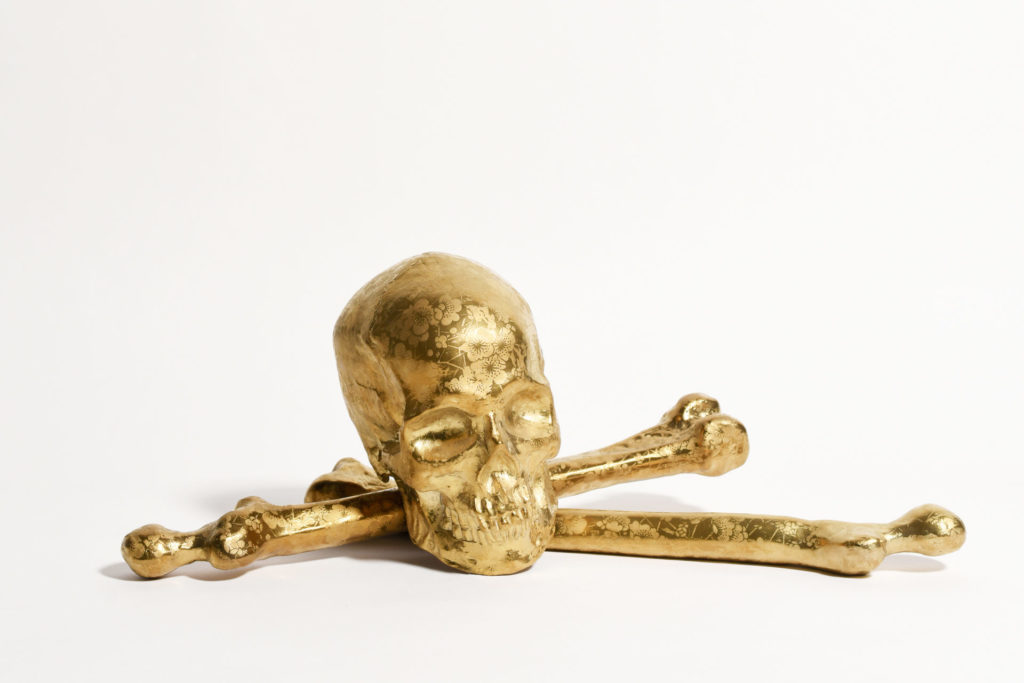 Lustre Vanitas 4 2018 photograph by Dan McCabe - Gold Skull with Cherry Blossoms #4 - Andrew Nicholls .M Contemporary