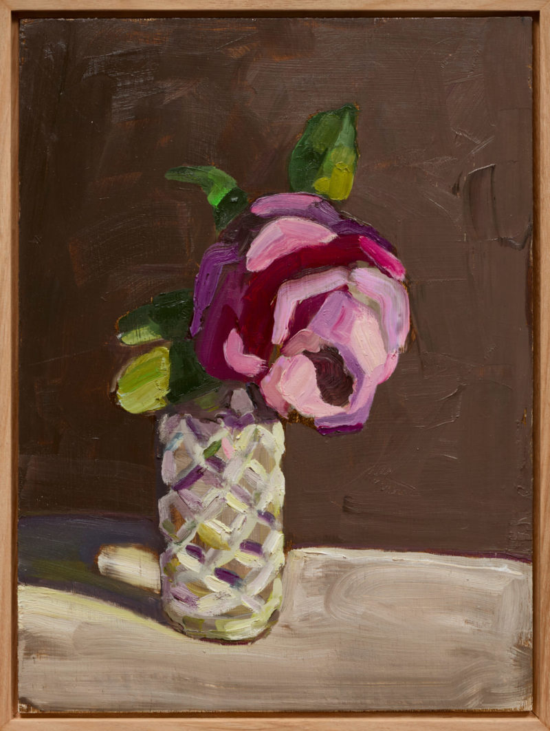 Pink Camellia in a Crystal Vase