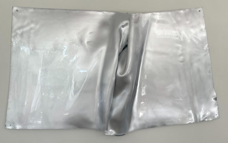 Abstract Fetish Large Silver Melted Rectangle