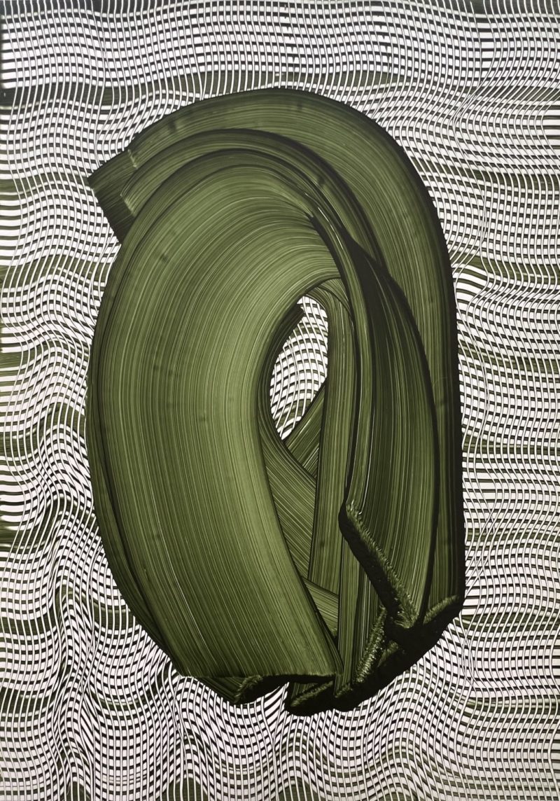 Olive green brushstrokes II