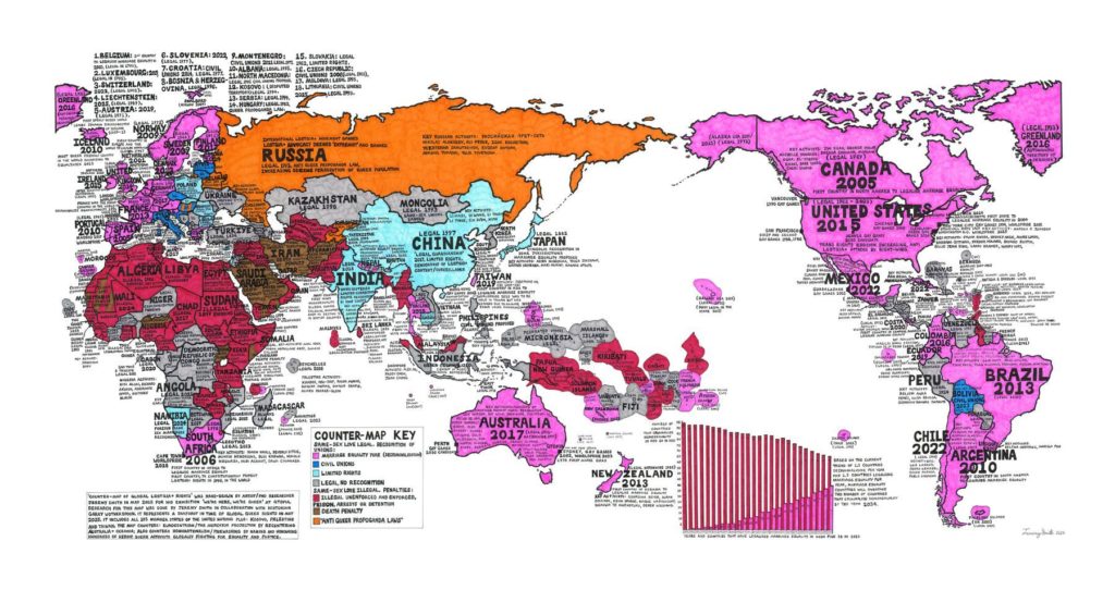 fc31cb43f5e8415cf3483f2cb3052a62 - (ORIGINAL) Counter Map of Global LGBTQIA+ Rights - Jeremy Smith .M Contemporary