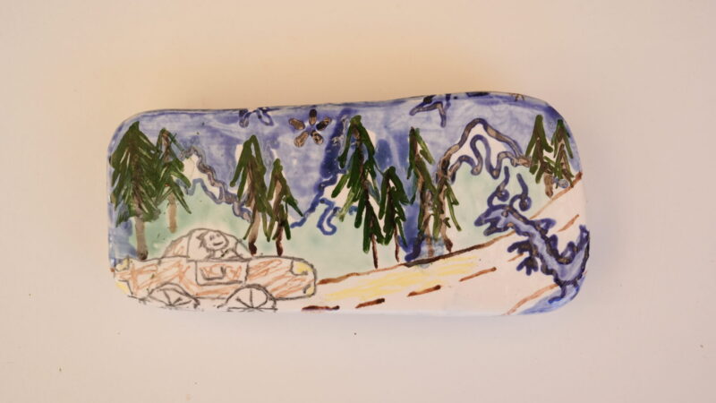 Driving up the hill to Monika